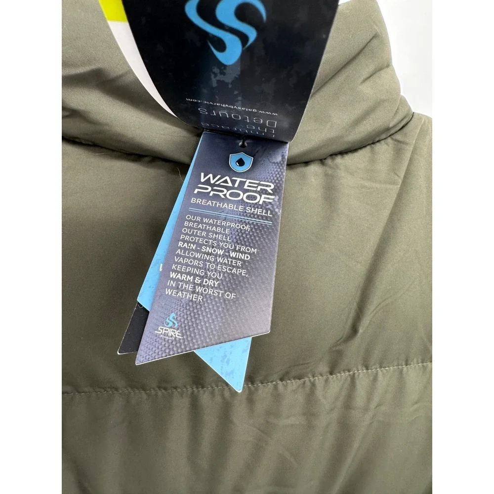 Spire Men's Olive Green Puffer Vest Quilted Full Zip Gorpcore Outdoor Utility